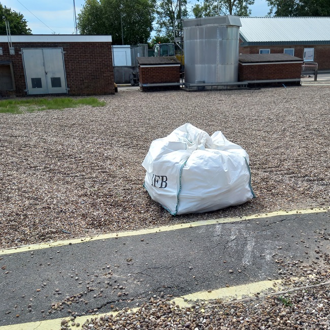 The half tonne gypsum packed and palletised. Awaiting collection by our hauliers