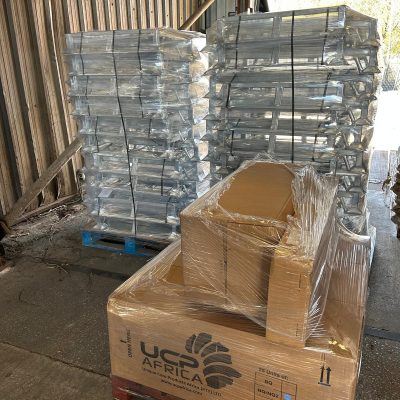 UCP core tray storage pods, flat packed for dispatch.